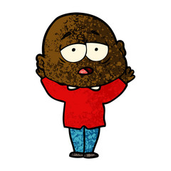 cartoon tired bald man