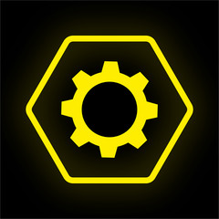 Neon Button Polygon - Zahnrad