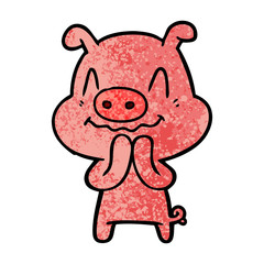 nervous cartoon pig