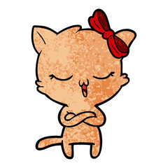 cartoon cat with bow on head
