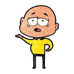 cartoon tired bald man