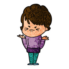 cartoon frustrated woman