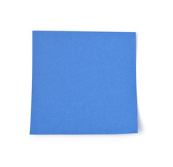 Blue post it paper note on white background