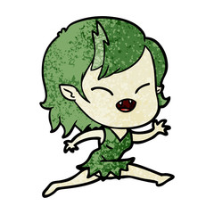 cartoon laughing vampire girl running