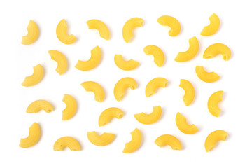 uncooked elbow macaroni on white background - Powered by Adobe