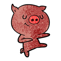 happy cartoon pig dancing