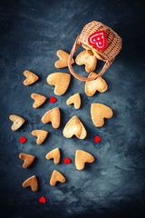 Valentines day card. Mother's day. Womans day. Cookies in Shape of Hearts for Valentine's Day.