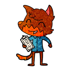 office worker fox cartoon character