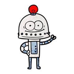 Fototapeta premium happy carton robot with light bulb