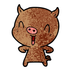 happy cartoon pig