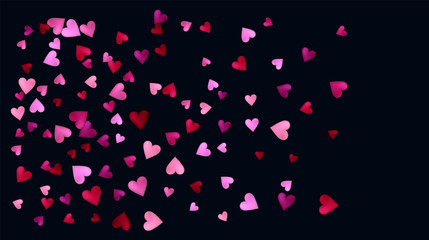 Naklejka na ściany i meble Valentine Pattern, Vector Falling Heart Background. Showering, Flying Elegant Wedding Pink Red Hearts Petals. Romantic Birthday Garland Decoration Nice Valentine Pattern, Minimal Banner Design