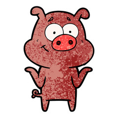 happy cartoon pig