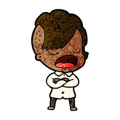 cartoon cool hipster girl talking