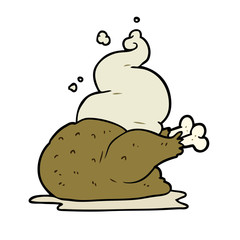 cartoon whole cooked chicken