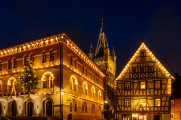 Obraz premium Bad Wimpfen mit Weihnachtsbeleuchtung