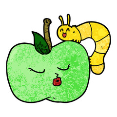 cartoon pretty apple and bug