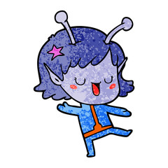 happy alien girl cartoon