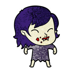 cartoon vampire girl with blood on cheek