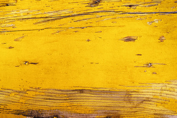 Old yellow textured wooden wall. Vintage background.