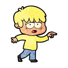 cartoon exhausted boy