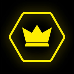 Neon Button Polygon - Krone - Luxus