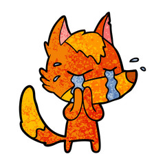 sad little fox cartoon character