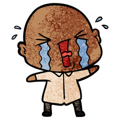 cartoon crying bald man