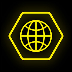 Neon Button Polygon - Weltkugel