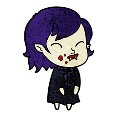 cartoon vampire girl with blood on cheek