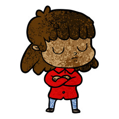 cartoon indifferent woman folding arms