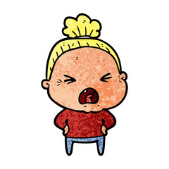 cartoon angry old woman