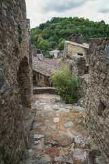 Fototapeta na wymiar Top view of the rooftops of the village Saint Montan