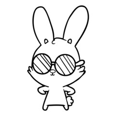 cute cartoon rabbit wearing glasses