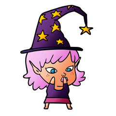 pretty cartoon witch girl