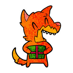 laughing christmas fox cartoon