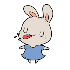 Obraz na płótnie Canvas cute cartoon rabbit blowing raspberry