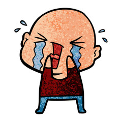 cartoon crying bald man