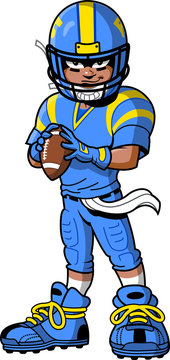 Black African American Football Player cartoon clipart