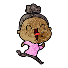 cartoon happy old woman