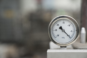 pressure gauge was mounted on the old machine, measuremant and equipment in the industry