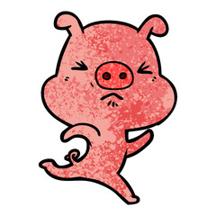 cartoon annoyed pig running