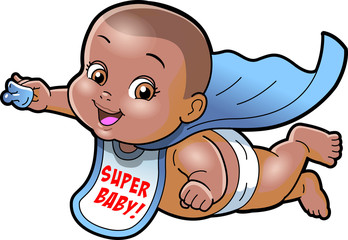 Super Baby AFRICAN AMERICAN cartoon clipart vector.ai © KennyK.com