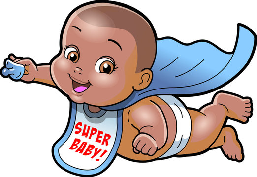 Super Baby AFRICAN AMERICAN cartoon clipart  Stock Illustration |  Adobe Stock