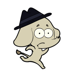 cartoon unsure elephant running away