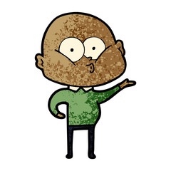 cartoon bald man staring