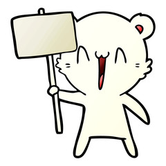 polar bear with protest sign cartoon