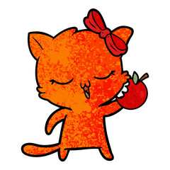 cartoon cat with bow on head