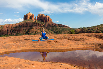 Woman Practicing Yoga in Sedona Arizona
