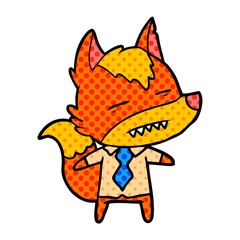 Obraz premium office worker fox cartoon character