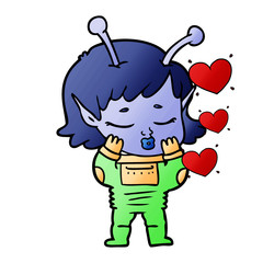 cartoon alien girl in love